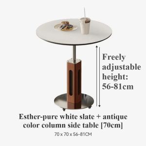 xpkQ Lifting Coffee Table Travertine Slab Retro Mobile Tea Table Multifunction Round Small Tables on Wheels Living Room Furniture R7Q2P