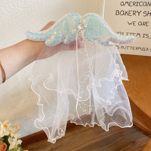 Khăn voan trùm tóc cô dâu hình Đôi cánh thiên thần lấp lánh cho bé yêu