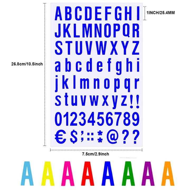 Outus 576 Pieces 8 Sheets Letters Stickers Self Adhesive Vinyl Letter Alphabet Number Stickers Mailbox Numbers Sticker, Decals For