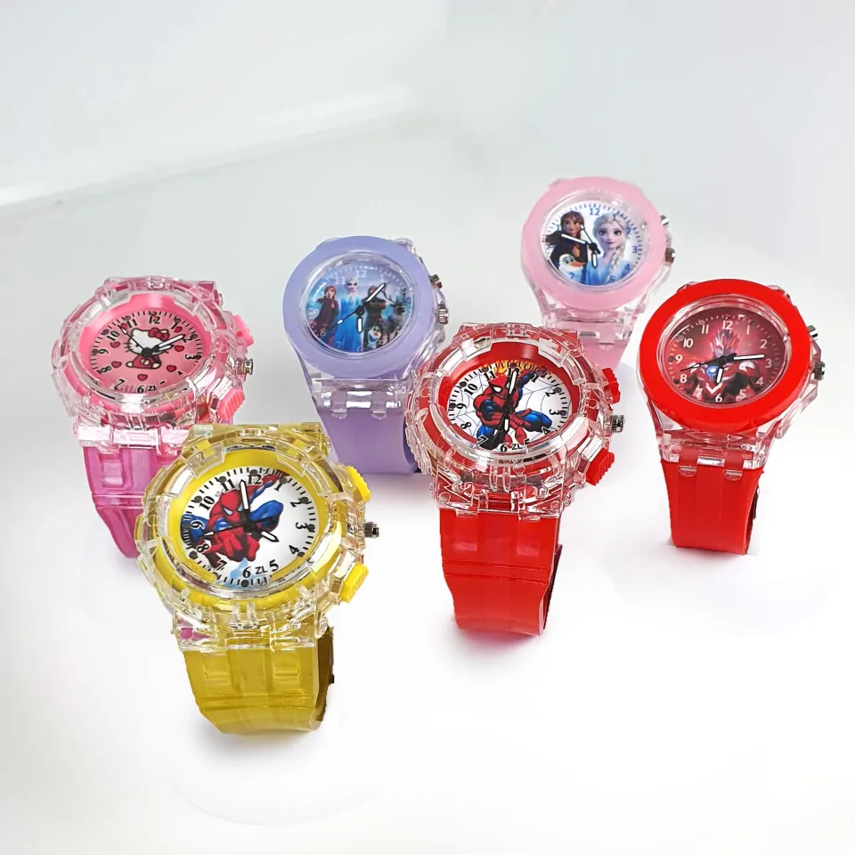 Kids Light Watch (Frozen Elsa Spiderman Hello Kitty Ultraman) Boy Girl Uni  Sex Flash RGB lights luminous Sport LED watch Water resistant - Jam Tangan  kanak2 - Mainan Budak - LITTLETHINGY | Lazada