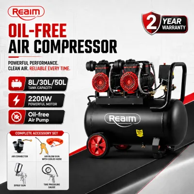 REAIM Air Compressor Oil Free Heavy Duty 2200W 3HP Portable Silent Air Pump with 30L/50L Tank Pure Copper Motor Professional Power Tools Air Pump