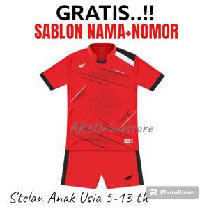 ( FREE SABLON NAMA+NOMOR ) Baju olahraga anak laki/perempuan kaos bola bola futsal badminton voli basket usia 5-13th