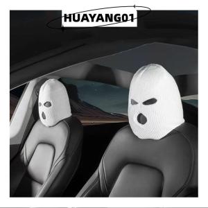 HUAYANG01 [2023 new HOT FASHION] 1pc Car Seat Cover Masked Person Knitted Headgear Halloween Headrest Cover Decoration Car Anti-theft Warning Accessories