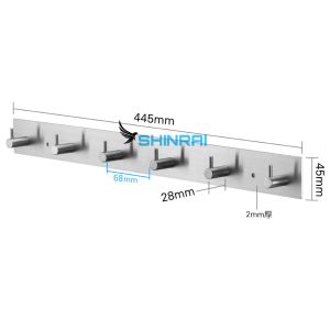 ( Dán Tường Keo 3M - Có Lỗ Khoan ) Móc Treo Đồ Móc Treo Quần Áo Hình Nấm INOX SUS304 Xước 7 Móc SHINRAI