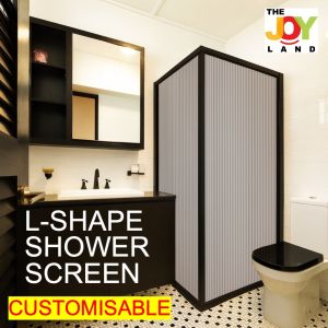 [SG THEJOYLAND] Customisable Corner Shape Shower Screen HDB BTO Toilet Bathroom Shower Partition Blind Separator