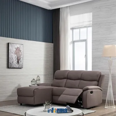 PROMO BIG SALE Informa Owen Sofa Recliner Sudut Fabric - Cokelat Tempat Duduk Rebahan Sofa Santai Ruang Tamu Reclining Couch Furniture Indoor Rumah - Sudut Kanan