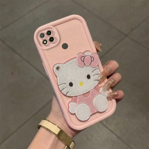 Feadship Case for redmi 9c redmi 10a phone casing Softcase Silicone shockproof Cover new design aesthetic cute pink cat mirror with holder for girls JTMJZJ1