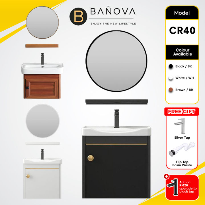 BANOVA Aluminum Bathroom Cabinet Basin Set Ceramic Sink with Mirror and ...