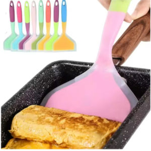 Random Color Silicone Kitchen Spatulas Cooking Utensils Beef Meat Egg Scoop Kitchen Scraper Wide Pizza Shovel Cooking Tools