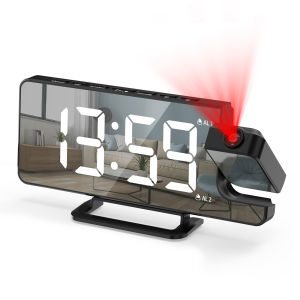 Brifit Projection Digital Alarm Clock Double Digital Clock With Adjustable Brightness 7.5" Large Screen 180° Time Projection Snooze Function Suitable For Home Office Gifts For Children