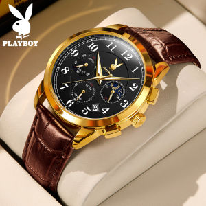 PLAYBOY  Watches For Men Quartz watch Luxury Brand Original Fashion Sports Calendar Multi-Function 50 Meters Waterproof