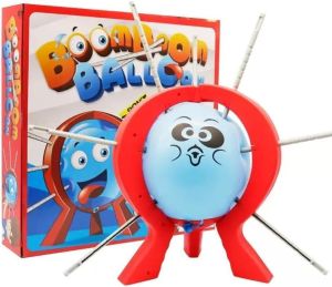 Balloon Party Game SetFamily Fun Tabletop Game with 9 Balloons 9 Balloons 9 Sticks Dice Stand Red FrameSuitable for Family Gatherings Holiday Party