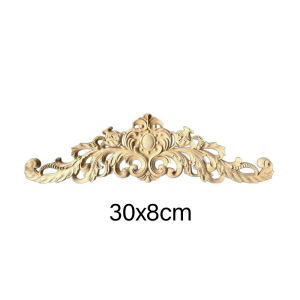 30/40cm Floral Wood Applique Carved Onlay Unpainted for Bed Wardrobe Furniture Decor