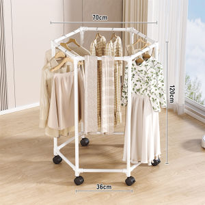 2 layer Clothes Drying RackBalcony&Clothing store display rack 360°Circle Rotatable Storage Rack Space Saving for Indoor Outdoor