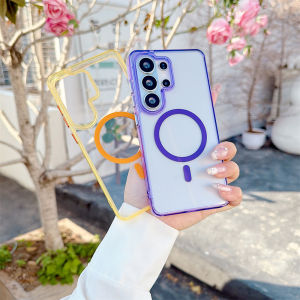 Transparent For Magsafe Phone Case for Samsung Galaxy S26 Ultra S26 Plus Shockproof Wireless Charger Candy Color Cover
