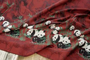 Palace Red Horse Face Skirt 3D Plush Panda Jacquard Fabric for Hanfu Clothing Material