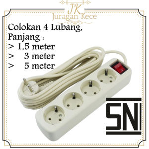 JUKE Colokan 4 Lubang Stop Kontak Colokan Cok Listrik SNI Original Panjang Kabel 15 Meter / 3 Meter / 5 Meter / 10 Meter