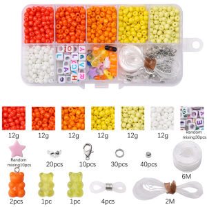 870Pcs/Box Mixed Colorful Czech Glass Beads Acrylic Beads Kit Set For Jewelry Making DIY Charm Bracelet Keychain Phone Chain Crafts Accessories