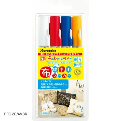 ZIG Kuretake Fabricolor Pen Marker - Use on Fabric Jeans and Cloth - Calligraphy Lettering Coloring Journal for School