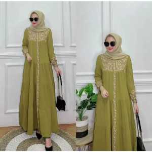 DEHADI FS MAROKO DRESS GAMIS CRINGKLE AIRFLOW MEWAH TERMURAH COCOK UNTUK KONDANGAN DENGAN APLIKASI BORDIR