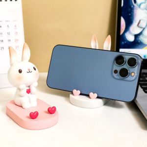 HOUCHU Anti-slip Rabbit Phone Stand Resin Multi-functional Cat Mobile Phone Holder Portable Cartoon Cat Desk Lazy Bracket Smart Phone Display