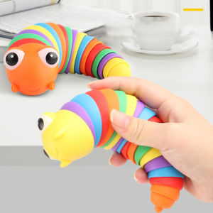 2022 Fidget Slug Toy 3D Printed Toy Caterpillar Fidget Toys Moving Slug Antistress Wiggle Animal Colorful Insect Figures Fun Stress Relief Children Gift