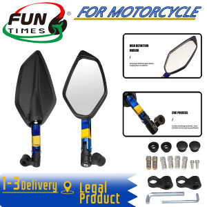 Titanium Side Mirror 2tone Short Stem Universal CNC black/carbon  Made IN Thailand For Motorcycle
