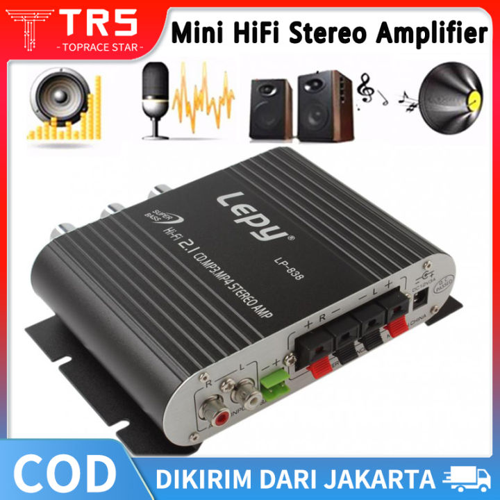 Lvpin LP-838 Amplificatore Stereo Hi-Fi 200W 12V - Mini Booster Con Radio E Ingresso MP3 Per Auto E Casa