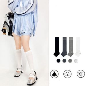 VCH Lolita JK Calf Socks Solid Color Ultra-Thin Knee High Sock Sweet Japanese Style Ice Silk  Long Socks Sweet Girls