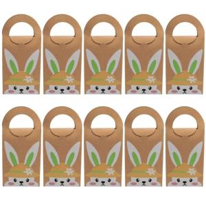 Bulk Set of 10 Easters Rabbit Sturdy Paper Gifts Bags with Handle for Party Favors and Holiday Gifts Daily Use