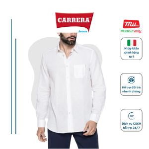 Áo Sơ Mi Nam Carrera Jeans Dài Tay Trơn Cổ Bẻ Vải Lanh Cotton Phong Cách Thanh Lịch - Nhập Khẩu Chính Hãng Từ Ý - T213A1251A