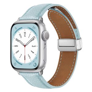 Leather Magnetic Buckle Strap for Apple Watch 45mm 41mm 44mm 42mm 38mm 40mm Ultra 49mm PU Leather Band for iWatch Series 9 8 7 6 5 4 3 2 1 SE