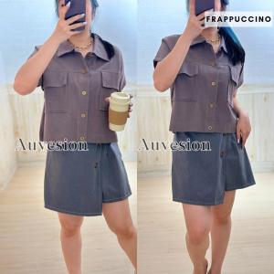 4967 Meidi Two Tone Linen Skort One Set Wanita Kasual Santai Fashionable