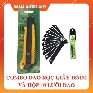 Dao rọc giấy Tolga & 10 lưỡi dao rọc giấy Tolga cỡ 18mm - Lưỡi đen