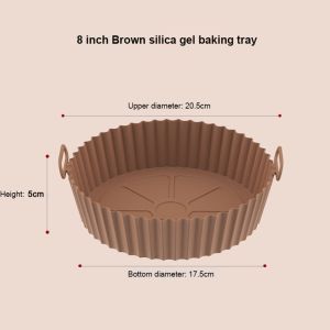 17.5cm AirFryer Reusable Pot Silicone Easy To Clean Oven Baking Tray Ninja Round Liner Pizza Plate Grill Pan Mat Air Fryer Accessories