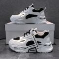 Amoyy Womens New Trendy Leather Surface Thick Bottom Increase High Running Casual Old Daddy Shoes Sneakers. 