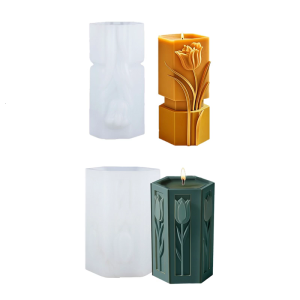 Hoa dập nổi xi lanh khuôn silicon cho nhựa Epoxy xà phòng làm thủ công làm thạch cao trang trí