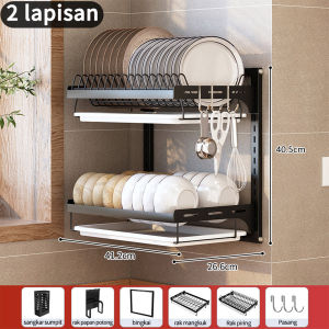 Rak Piring Gantung Rak Dapur Rak Dinding Rak Besi Anti Karat Rak Penyimpanan Mangkuk