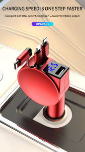 DQRGO 12-24V 2.4/4.8A 3-In-1 PD Fast Charging Car Charger Universal Flash Charging USB High Current with Digital Display