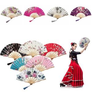 WILDP Portable Quality Personalized Bamboo Wooden Flower Summer Gift Home Decoration Dance Hand Fan Folding Fan Fan Crafts