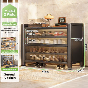 Lemari Sepatu Baja Baru Lemari Sepatu Susun Tertutup Lemari Penyimpanan Serbaguna Transparan