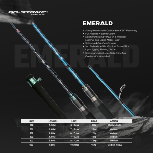 Joran Pancing Spinning GoStrike Emerald – Solid Carbon Tournament Rod Mix Fuji Fuide + FREE PARALON