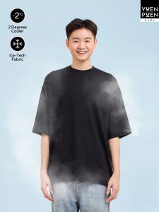 [ซื้อ 1 แถม 1] YUENPUEN เสื้อเย็น OVERSIZE สีดำ Cooling T-Shirt เย็นสบาย ลดลง 2 องศา ขณะสวมใส่ ระบายอากาศดี