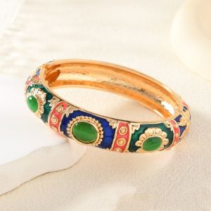 NOBLELUX Họa tiết giọt nước mắt Vòng tay Opal nhân tạo  loại Đá Opal nhân tạo Vòng tay dự tiệc Cổ điển Đầy màu sắc Vòng tay men sứ Phụ nữ Cô gái