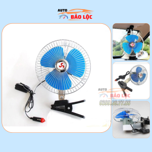 Quạt 12v 24v kẹp trên ô tô xe hơi xe tải có lồng sắt