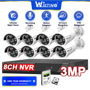Wistino 3MP 6MP Wireless Security CCTV System Wifi Surveillance Camera Kit 8CH NVR HD Video Recording Audio Infrared Night Vision Set