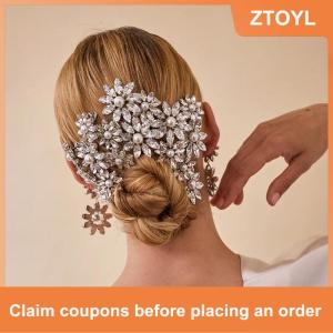 【ZTOYL】 กิ๊บติดผมดอกไม้พลอยเทียมแฟชั่นสำหรับผู้หญิงกิ๊บติดผมสำหรับเจ้าสาวในงานแต่งงาน