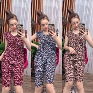 [CÓ SIZE] Đồ bộ tole nữ quần lửng tay cánh tiên họa tiết beo đồ lanh nữ mặc nhà VNXK - TL15