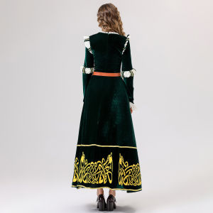 11.11 Foreign Trade Halloween Medieval Vintage Court Dark Green Dress Legend of Brave Melinda COS Cosplay Suit