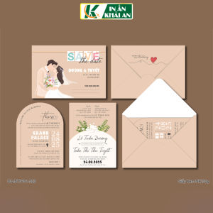 BTN101-323 - Thiệp cưới dạng ngang 17.6x12.6cm chất liệu Giấy Kem NK230g